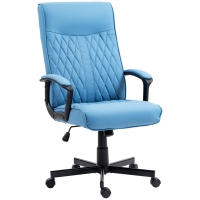Vinsetto Silla de Escritorio Basculante Tapizado en PU con Respaldo Alto y Altura Ajustable Carga 120 kg 65x72x102-112,5 cm Azul