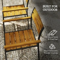 Outsunny Seven-Piece Wood Panel Patio Dining Set - Brown/Black(m-6)