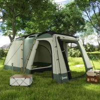 Outsunny Tenda da Campeggio 4 Posti Impermeabile con Zona Notte e Zona Giorno, in Poliestere, 460x300x200 cm, Verde(m-2)