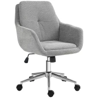 HOMCOM Scaun de Birou, Scaun din Material Textil cu Înălțime Reglabilă, Cotieră, Scaun Pivotant pentru Acasă, 55x66x86-96 cm, Gri(m-11)