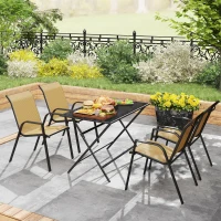 Outsunny Four-Piece Stacking Rattan Garden Seat Set - Khaki(m-8)