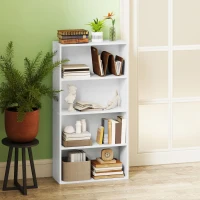 HOMCOM Estante de 4 Níveis Estante para Livros com 2 Prateleiras Ajustáveis para Sala de Estar Escritório Quarto 60x24x115,5 cm Branco(m-7)