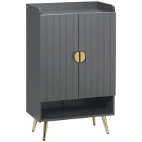 HOMCOM Modern Shoe Cabinet with 2 Doors, Open Shelf and Adjustable Shelves, 15 Pair Hallway Shoe Cupboard, Entryway Storage Unit, Grey(m-1)