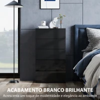 HOMCOM Cómoda com 5 Gavetas de Madeira Cómoda de Dormitório Cómoda Branca para Sala de Estar Estilo Moderno 55x34x100 cm Preto(m-5)
