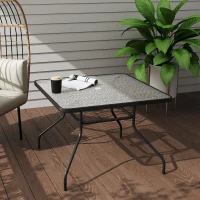 Outsunny Square Garden Dining Table with Tempered Glass Top & Umbrella Hole, 100 x 100 cm(m-7)