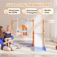 AIYAPLAY Tobogán Infantil con Columpio con Barandilla y Canasta 4 en 1 para Niños de +18 Meses 147,5x160x107 cm Naranja(m-7)