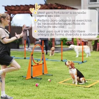 PawHut Conjunto de Treino de Agilidade para Cães com Piquetes para Slalom Zona de Descanso Barreira Anel de salto e Bolas Laranja(m-6)