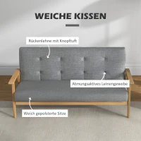 HOMCOM Driezitsbank van Kautschukhout, 154,5 x 69,5 x 73 cm, Grijs(m-4)