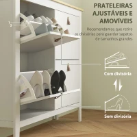 HOMCOM Sapateira para Entrada com 4 Gavetas Prateleiras Ajustáveis e Puxadores em PU para 20 Pares de Sapatos 105x24x95,5 cm Branco(m-5)