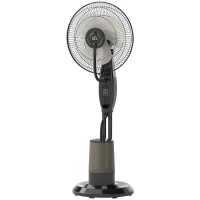HOMCOM Ventoinha de Pé com Nebulizador 75 W Temporizador Depósito de 3,2L Controlo Remoto 3 Velocidades 3 Hélices e Ecrã LED Ø44,5 cm Preto(m-11)