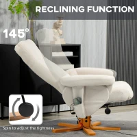 HOMCOM Fotel masujący z funkcją leżenia i podnóżkiem, nachylenie do 145°, Poliester, 80 x 86 x 99 cm, Kremowy(m-5)