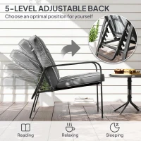 Outsunny Three-Piece Reclining Chair Set - Grey(m-4)