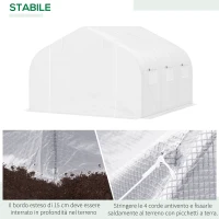 Outsunny Serra per Orto a Tunnel con 6 Finestre e Porta Avvolgibile, Serra da Giardino a Tunnel in PE con Tubi in Metallo, per Piante e Frutto, 4.5x3m, Bianco(m-5)