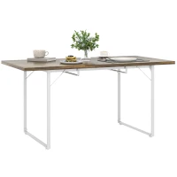 HOMCOM Mesa de Comedor Extensible de 120-160 cm Diseño Rústico con Tablero de Madera Vintage y Patas Metálicas en U Marrón(m-10)
