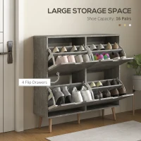 HOMCOM Pantofar cu 4 Sertare Rabatabile pe 2 Niveluri pentru 16 Perechi de Pantofi, 95x26x95 cm, Gri(m-4)
