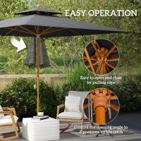 Outsunny 3 m Square Canopy Parasol - Black(m-6)