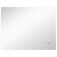 HOMCOM Oglindă de Baie LED cu Ramă, Anti-Abur, 3 Temperaturi de Culoare și Memorie, 80x60x4 cm, Transparent(m-11)