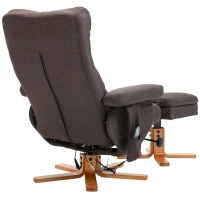 HOMCOM Relaxsessel mit Fußhocker, Stauraum, Elektrischer Massagesessel mit Liegefunktion, Drehbarer Fernsehsessel mit Seitentasche, Fernbedienung, Holzrahmen, Polyester, Braun(m-13)