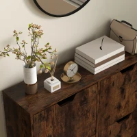 HOMCOM Mobile Scarpiera con 4 Cassetti Ribaltabili a 2 Livelli per 16 Paia, in Legno, 95x26x95 cm, Marrone(m-8)