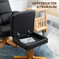HOMCOM Massagesessel mit Hocker, 145° Neigbarer Relaxsessel mit Massagefunktion Liegefunktion Stauraum, TV-Sessel Fernsehsessel für Wohnzimmer, Kunstleder, 80 x 86 x 99 cm Schwarz(m-8)