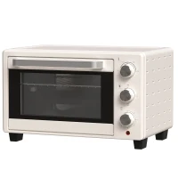 HOMCOM Mini Forno Elétrico 21L 1400W com Temporizador até 60min e Temperatura Ajustável até 230℃ 46x38,5x29 cm Creme e Prata(m-11)