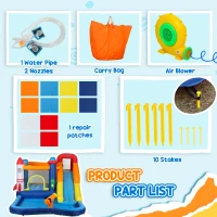 AIYAPLAY 5 in 1 Bouncy Castle for Children with 550W Blower, Water Slide, Splash Pool, Jumping Area, Climbing Wall, Cannon(m-9)