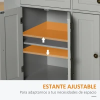 HOMCOM Isla de Cocina con Ruedas Mueble Auxiliar de Cocina con Especiero y Barra Lateral 111x44,5x82,5 cm Gris(m-5)