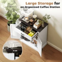 HOMCOM Farmhouse Sideboard with 3 cm Thick Top 2 Barn Doors - White(m-4)