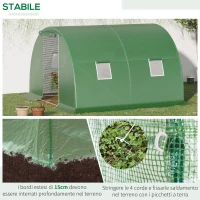 Outsunny Serra a Tunnel da Esterno 3x3x2m con Copertura in PE, Porta con Cerniera e 4 Finestre, Verde(m-5)