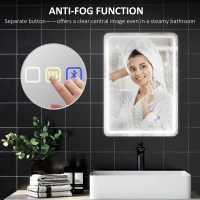 HOMCOM 70 x 50 cm Bluetooth Bathroom Mirror - Silver-Tone(m-7)