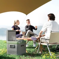 Outsunny 40L Portable Car Refrigerator - Light Green and Grey(m-2)