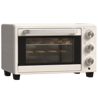 HOMCOM Horno Sobremesa de 21L 1400W Mini Horno Eléctrico Temporizador hasta 60min y Temperatura Regulable hasta 230℃ Crema(m-10)