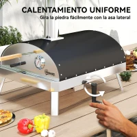 Outsunny Mini Horno de Pizza de Leña con Piedra Refractaria Termómetro y Bandeja Giratoria para Jardín Terraza o Camping(m-6)