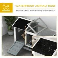 PawHut Wooden Rabbit Hutch, Guinea Pig Cage, with Removable Tray, Wheels - Grey(m-9)