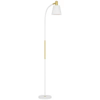 HOMCOM Lámpara de Pie LED con Altura Ajustable y Pantalla para Lectura 49x21x127-160 cm Blanco y Dorado(m-1)