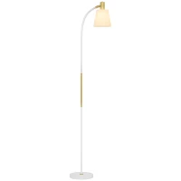 HOMCOM Lámpara de Pie LED con Altura Ajustable y Pantalla para Lectura 49x21x127-160 cm Blanco y Dorado(m-10)
