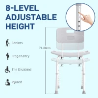 HOMCOM Sedia da Doccia per Bagno in Alluminio e Plastica Altezza Regolabile 8 Livelli 71-88cm Piedini Antiscivolo(m-6)