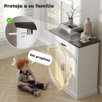 HOMCOM Aparador para Salón Rústico con 2 Puertas 1 Cajón Estante Ajustable para Comedor Entrada Blanco 75,2x40x91,5 cm(m-7)