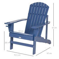 Outsunny Andirondack-Gartenstuhl Gartenstuhl Liegestuhl, verstellbare Rückenlehne, 72B x 94T x 93H cm, Blau(m-3)