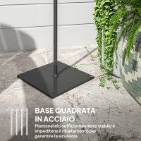 Outsunny Lampada da Esterno Solare in stile Boho con Base Quadrata, in Rattan PE e Acciaio, 45x45x178 cm, Nero e Giallo(m-8)