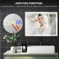 HOMCOM 60 x 80 cm Anti-Fog LED Bathroom Mirror, with Bluetooth - Silver Tone(m-7)