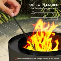 Outsunny Metal Wood-burning Fire Pit with Fire Poker - Black(m-4)