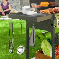 Outsunny Gasgrill, BBQ-Grill, 4 Hauptbrenner, 1 Seitenkocher, 1 Warmhalteplatte; 135 x 55 x 103 cm, Schwarz(m-8)