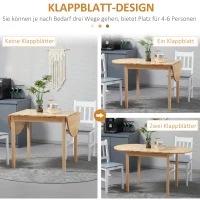 HOMCOM Rozkładany stół jadalniany z drewna sosnowego na 6 osób z opcją opuszczania boków 140 x 70 x 75 cm, Drewno naturalne(m-5)