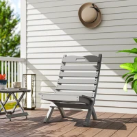 Outsunny Silla de Jardín de Madera con Listones Respaldo Inclinado y Protección Multicapa para Exterior 76x48x78 cm Gris(m-7)