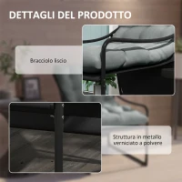 Outsunny Poltrona da Giardino con Cuscino Imbottito, in Acciaio e Poliestere, 62x110x88 cm, Grigia e Nera(m-5)