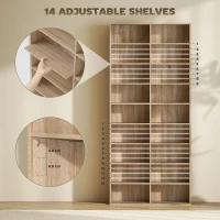 HOMCOM 640 CD Storage Tower - Nature Wood Finish(m-5)