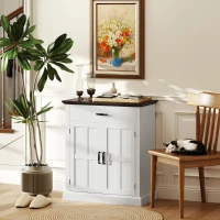 HOMCOM Farmhouse Sideboard with 3 cm Thick Top 2 Barn Doors - White(m-8)