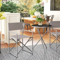 Outsunny Conjunto de Jardín 3 Piezas con Mesa Redonda de Vidrio Templado y 2 Sillas Plegables con Asientos de Malla Transpirable(m-8)