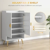 HOMCOM Modern Shoe Cabinet with 2 Doors, Open Shelf and Adjustable Shelves, 15 Pair Hallway Shoe Cupboard, Entryway Storage Unit, White(m-5)